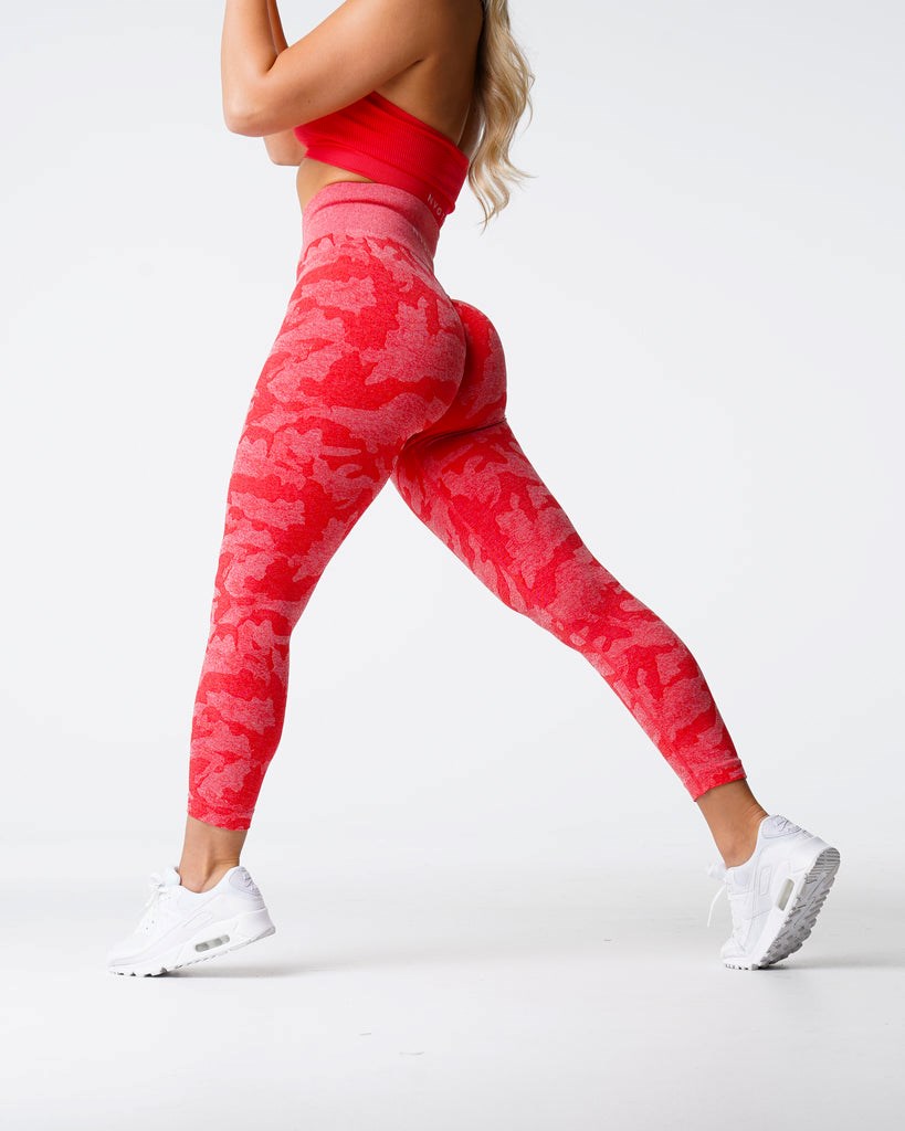 NVGTN Camo Seamless Leggings Candy Apple | HJB-051698