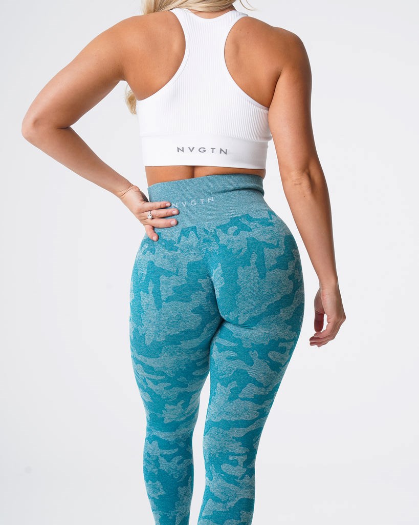 NVGTN Camo Seamless Leggings Teal | USO-378402