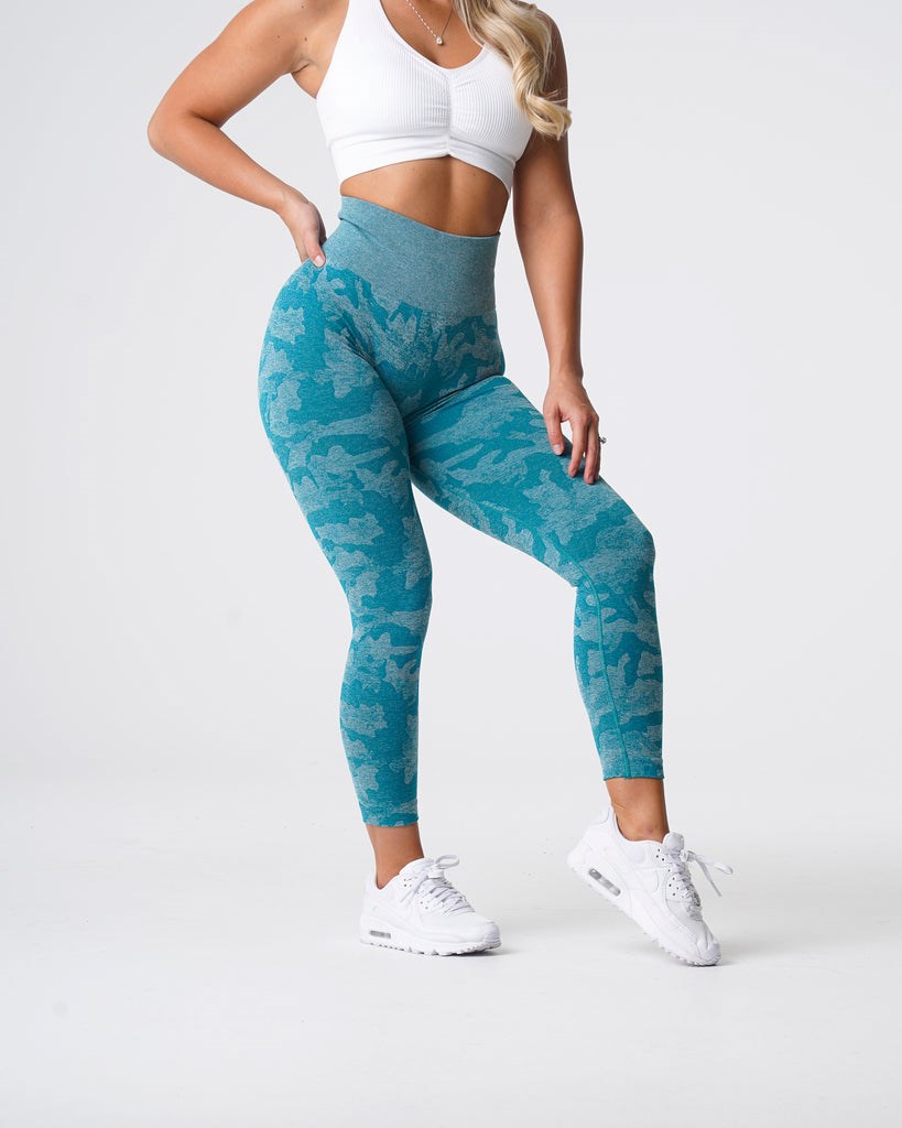 NVGTN Camo Seamless Leggings Teal | USO-378402