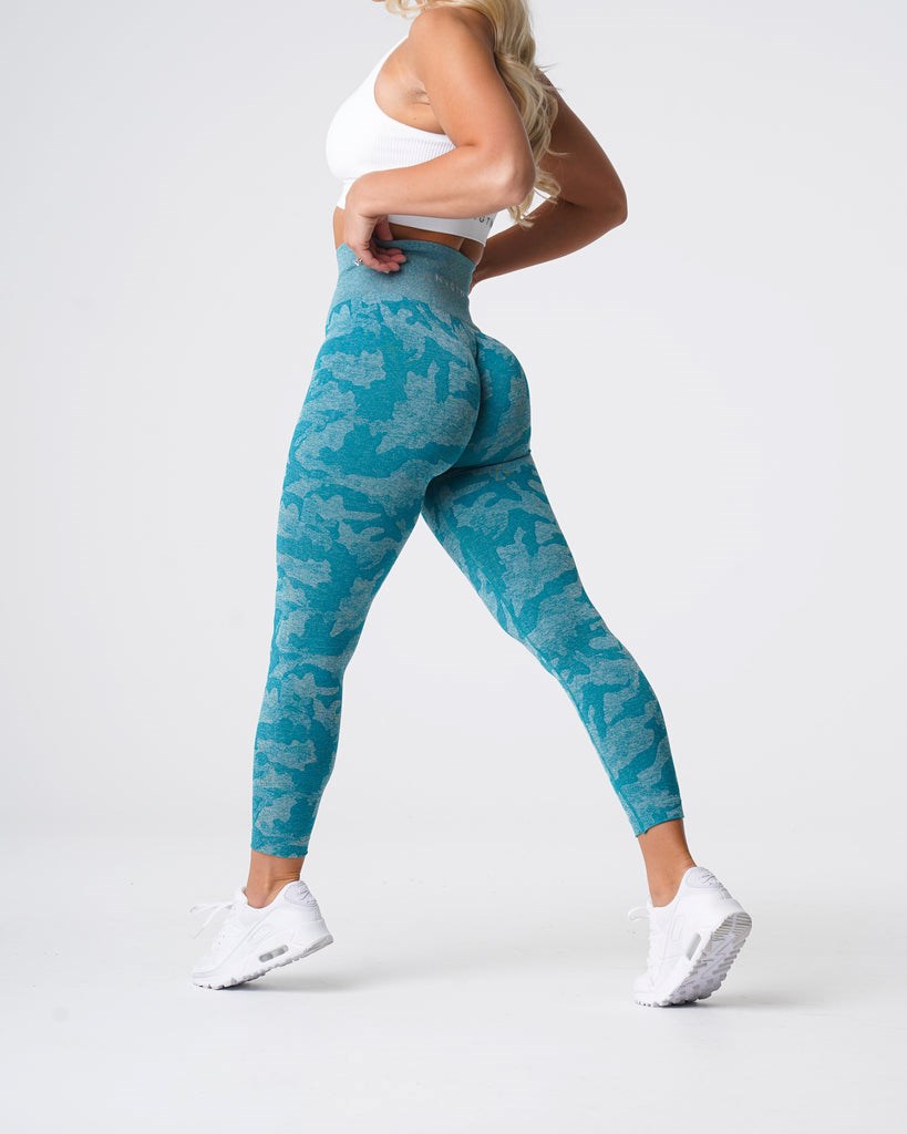 NVGTN Camo Seamless Leggings Teal | USO-378402