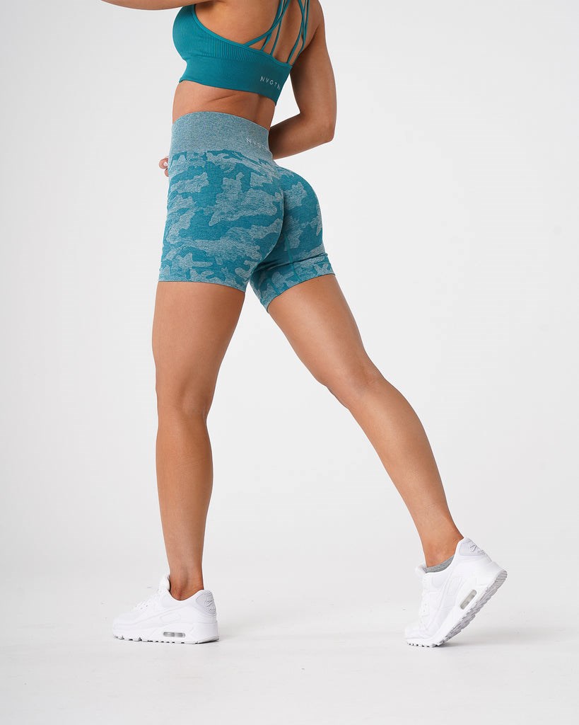 NVGTN Camo Seamless Shorts Teal | GWF-367841