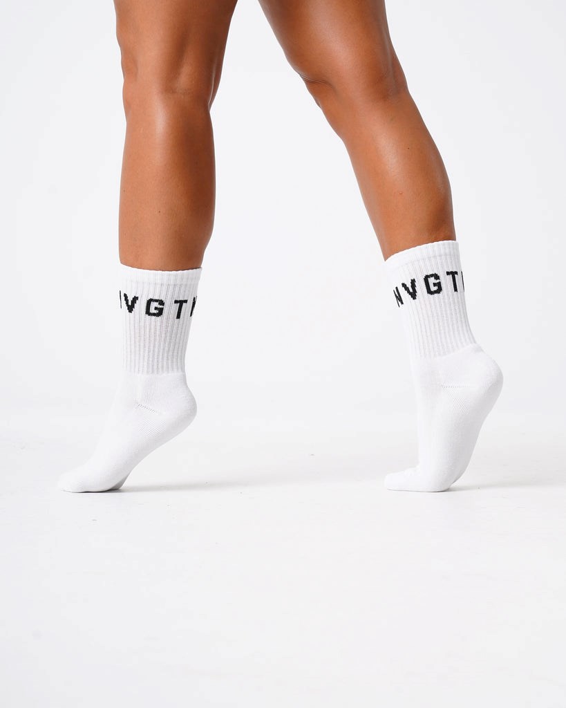 NVGTN Crew Socks Biele | ELT-258691