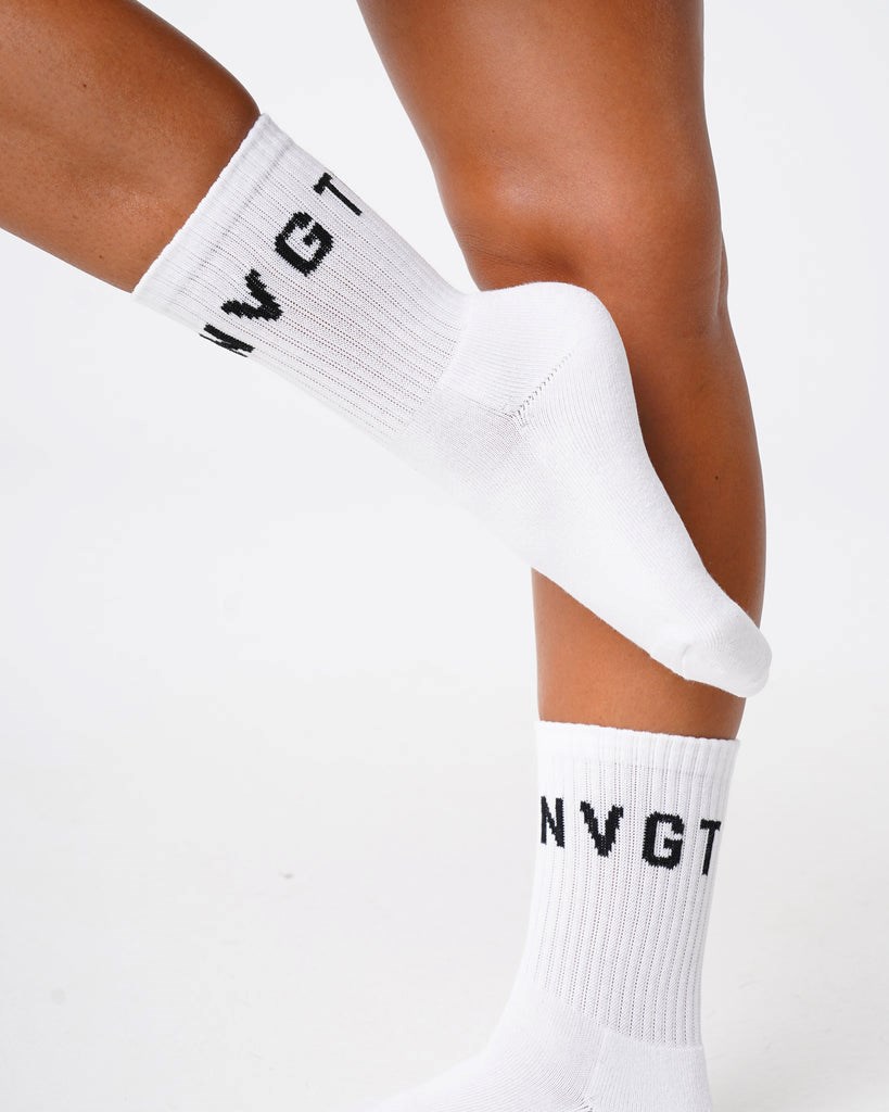 NVGTN Crew Socks Biele | ELT-258691