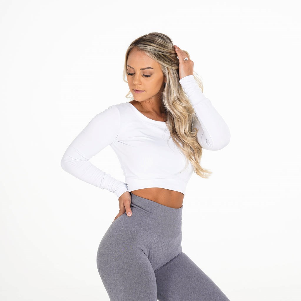 NVGTN Form Long Sleeve Crop Biele | PBV-867514