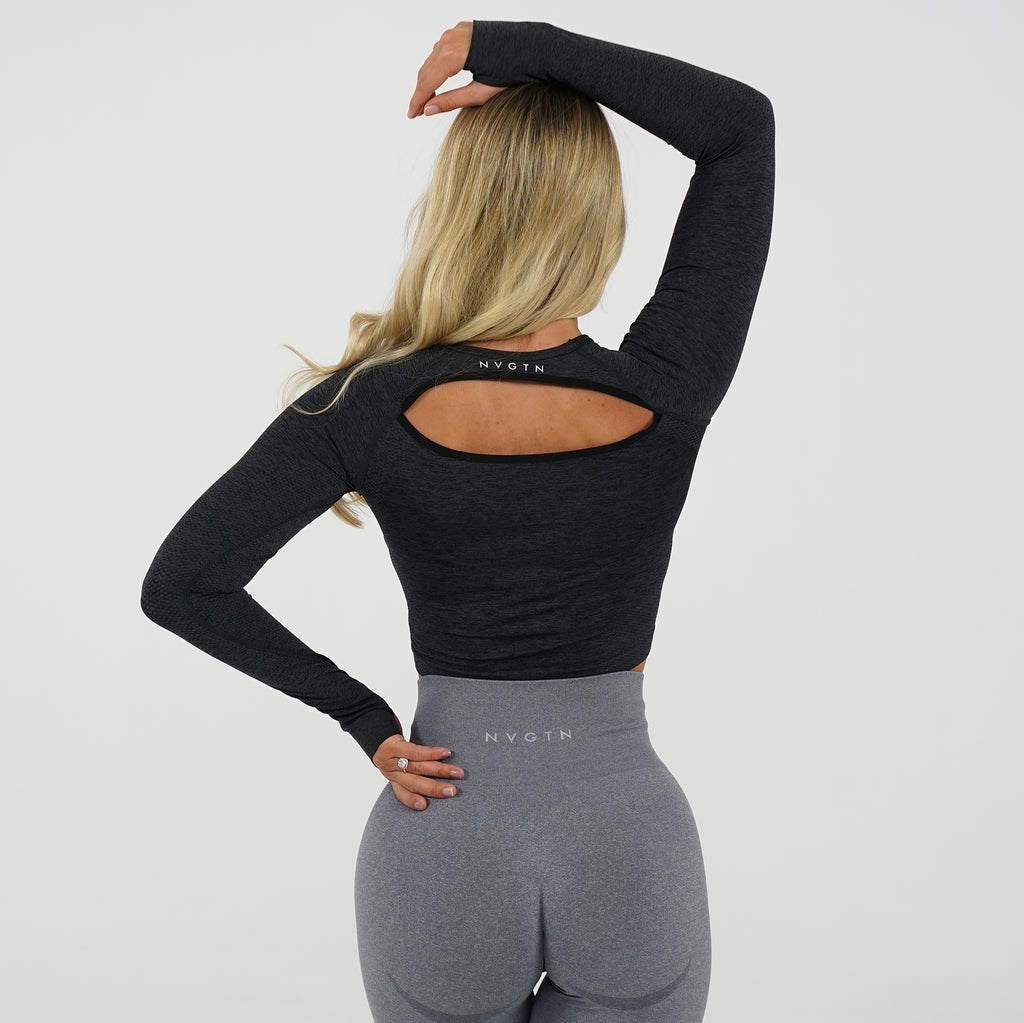 NVGTN Glimpse Long-Sleeve Crop Midnight | LHI-731420