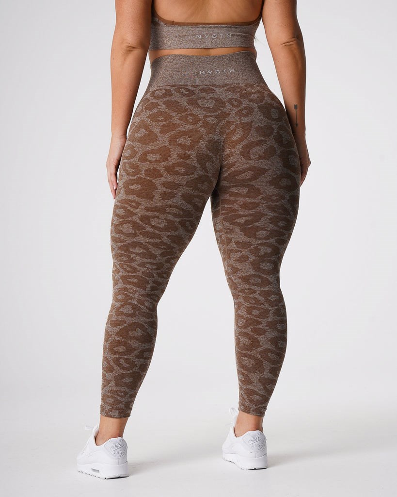 NVGTN Leopard Seamless Leggings Mocha | WTD-015374