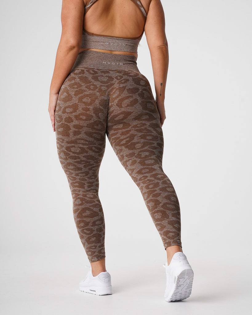 NVGTN Leopard Seamless Leggings Mocha | WTD-015374