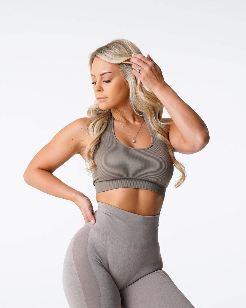 NVGTN Limitless Rebrovaný Seamless Halter Bra Taupe | AHC-013746