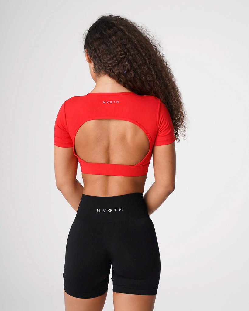 NVGTN Open Back Tee Scarlet | YCM-281074