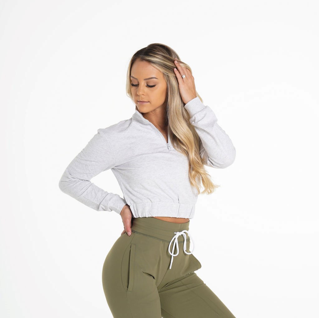 NVGTN Power Cropped Pullover Svetlo Siva | FHC-853124