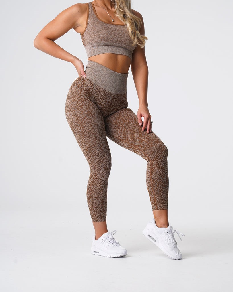 NVGTN Snakeskin Seamless Leggings Mocha | CHP-904157