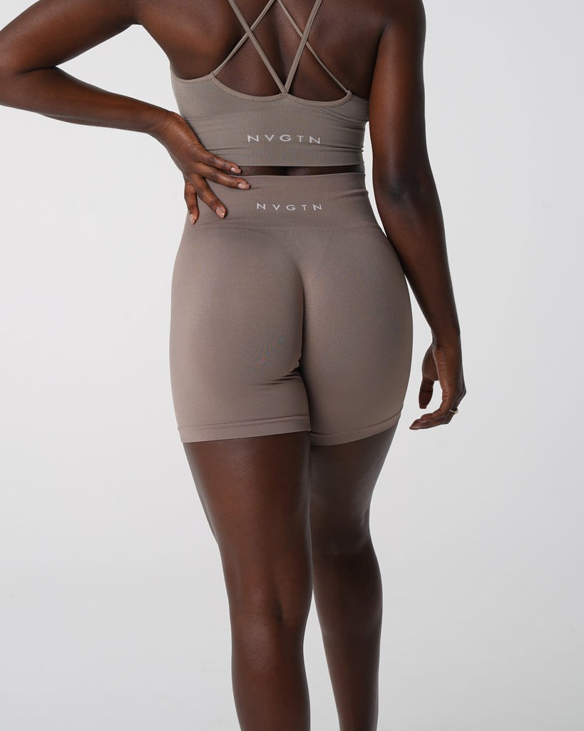 NVGTN Solid Seamless Shorts Taupe | QCX-138260