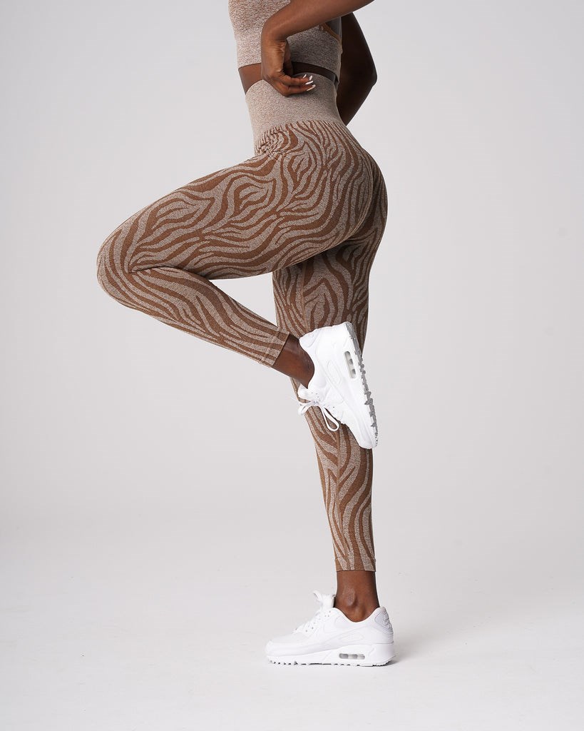 NVGTN Zebra Seamless Leggings Mocha | AMQ-071629