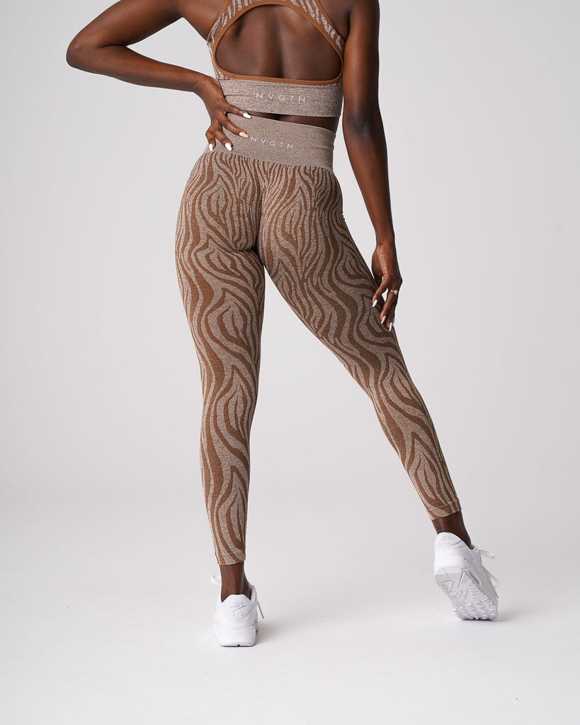 NVGTN Zebra Seamless Leggings Mocha | AMQ-071629