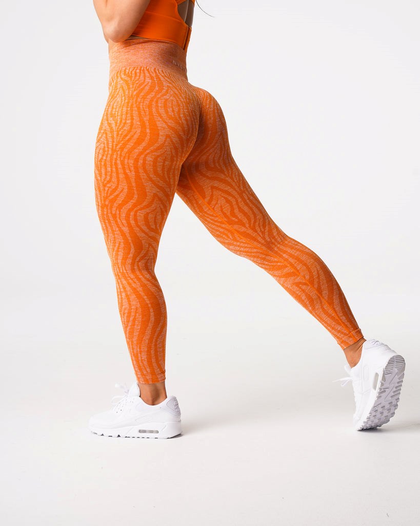 NVGTN Zebra Seamless Leggings Oranžové | IVX-692341