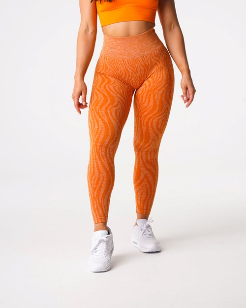 NVGTN Zebra Seamless Leggings Oranžové | IVX-692341